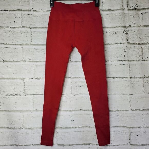 Spiritual Gangster Metta Ribbed Leggings Red XS Small Nylon Spandex - Picture 11 of 12